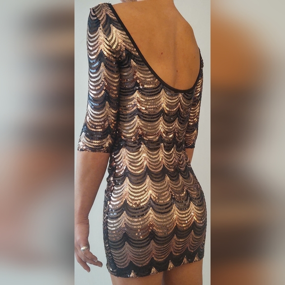 Papaya Sequin Party Dress - Picture 6 of 8